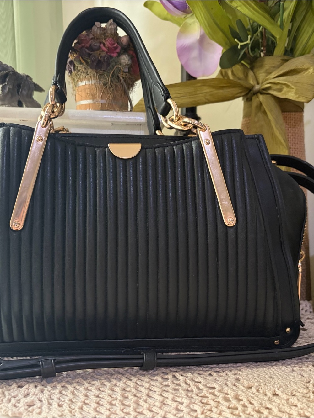 Coach Quilted Black Dreamer w/ Gold Hardware and Stud Detailing - Picture 3 of 11
